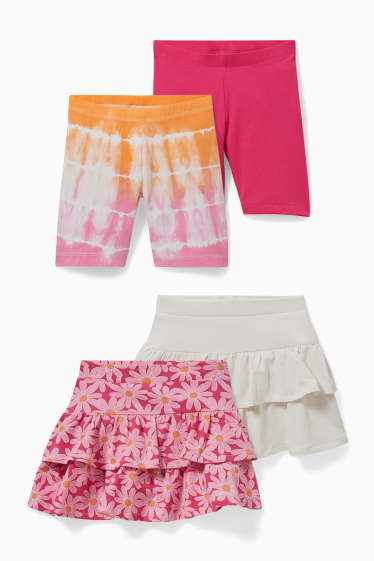 Children - Set - 2 skirts and 2 pairs of cycling shorts - 4 piece - pink