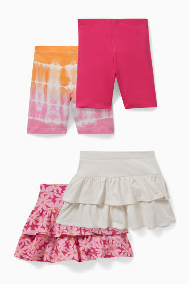 Children - Set - 2 skirts and 2 pairs of cycling shorts - 4 piece - pink