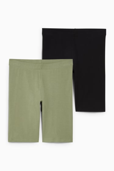 Women - Multipack of 2 - basic cycling shorts  - LYCRA® - green