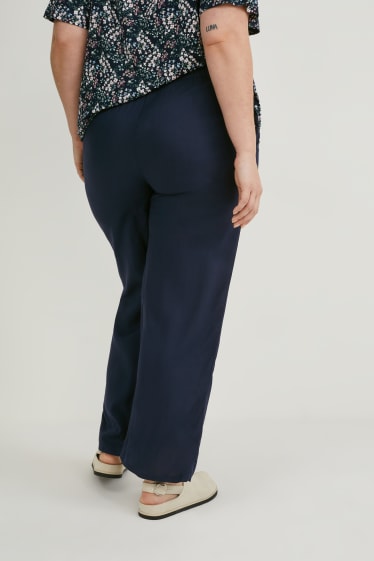 Women - Multipack of 2 - cloth trousers - mid-rise waist - comfort fit - dark blue