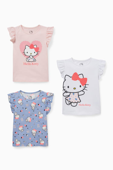 Niños - Pack de 3 - Hello Kitty - camisetas de manga corta - rosa