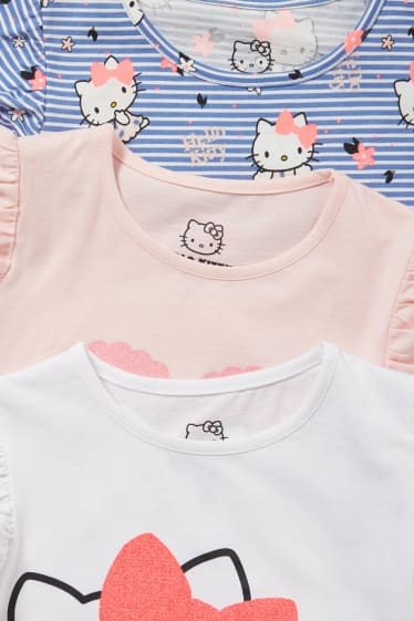 Kinder - Multipack 3er - Hello Kitty - Kurzarmshirt - rosa