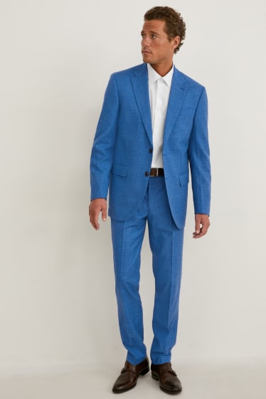 Pánské - Oblekové kalhoty - regular fit - stretch - LYCRA® - modrá-žíhaná