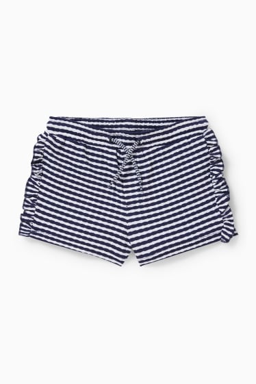 Kinderen - Zwemshorts - gestreept - donkerblauw / wit