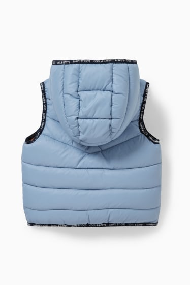 Babies - Reversible baby quilted gilet jacket with hood - blue