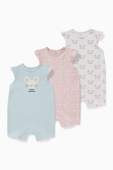 Babies - Multipack of 3 - baby sleepsuit - rose