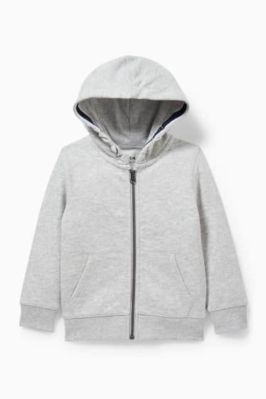 Enfants garçons - Sweat zippé à capuche - gris clair chiné