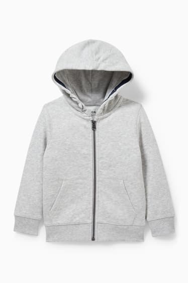 Kinder - Sweatjacke mit Kapuze - hellgrau-melange