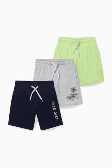 Niños - Pack de 3 - bermudas deportivas - gris claro jaspeado