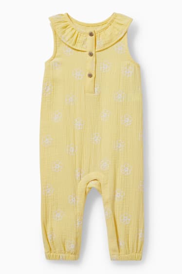 Babys - Babyjumpsuit - gebloemd - geel