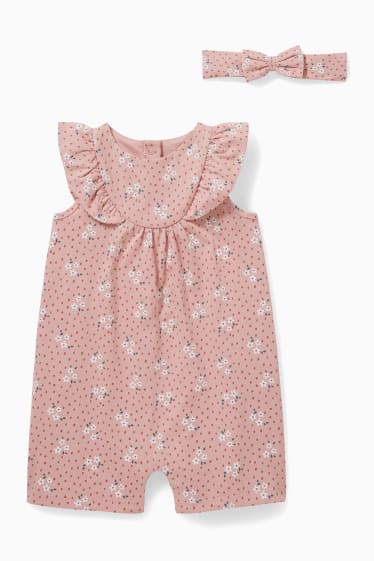 Miminka - Outfit pro miminka - 2dílný - s květinovým vzorem - růžová