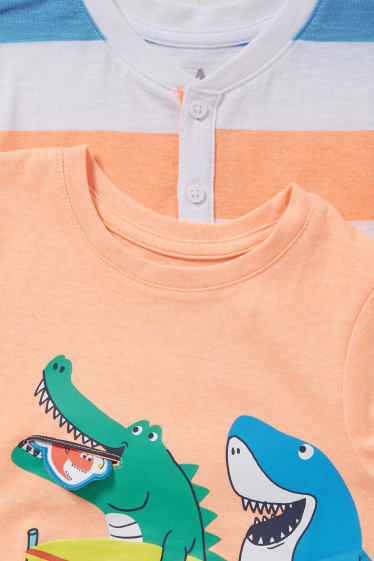 Kinderen - Set van 2 - T-shirt - neon oranje