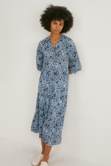 Women - Fit & flare dress - floral - blue
