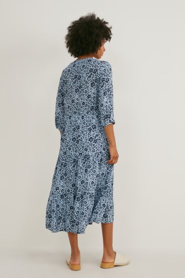Women - Fit & flare dress - floral - blue