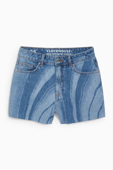 Dames - CLOCKHOUSE - korte spijkerbroek - high waist - jeansblauw