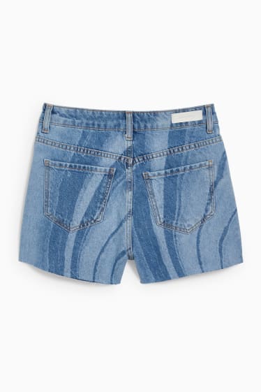 Dames - CLOCKHOUSE - korte spijkerbroek - high waist - jeansblauw