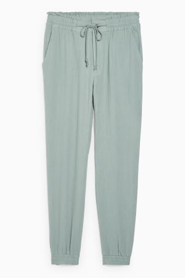 Femmes - Pantalon de toile - high waist - coupe fuselée - vert clair