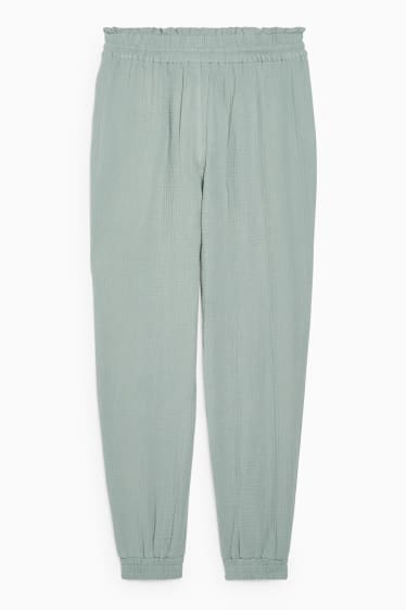 Donna - Pantaloni - vita alta - tapered fit - verde chiaro