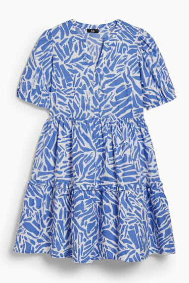 Dames - A-lijn-jurk - blauw / wit