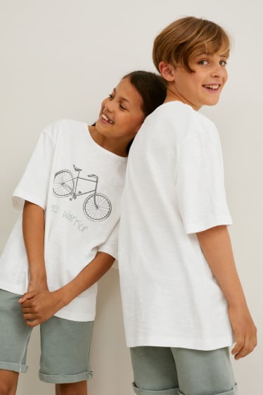 Kinder Jungen - Kurzarmshirt - genderneutral - weiß