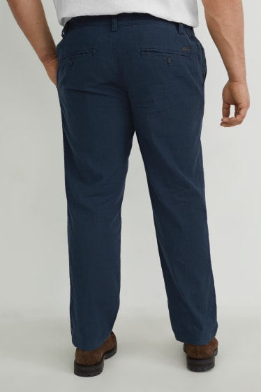 Mężczyźni - Spodnie chino - regular fit - Flex - miks lniany - ciemnoniebieski