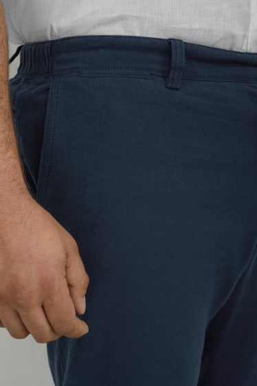 Mężczyźni - Spodnie chino - regular fit - Flex - miks lniany - ciemnoniebieski