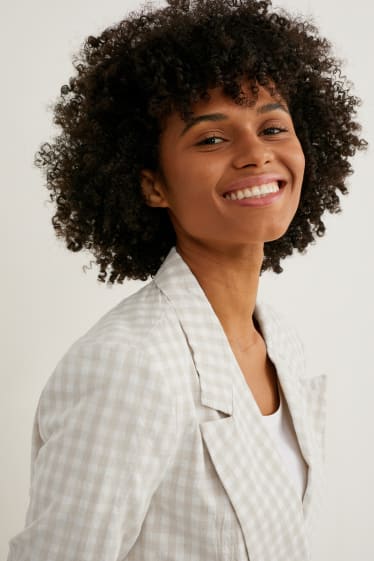 Femmes - Blazer avec épaulettes - à carreaux - beige