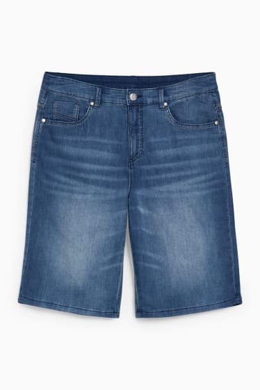 Damen - Jeans-Bermudas - Mid Waist - jeansblau