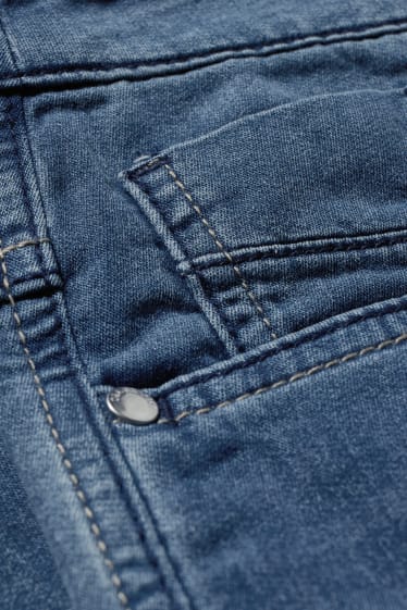Dames - Bermuda van spijkerstof - mid waist - jeansblauw