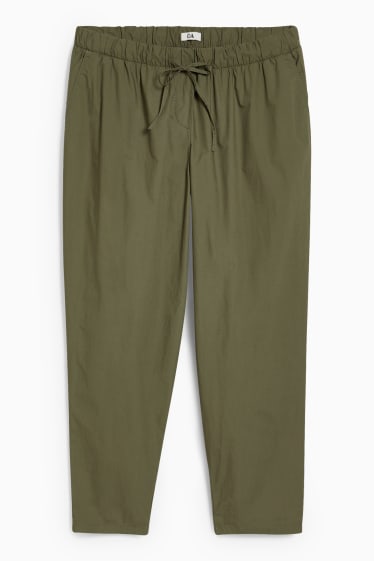 Women - Trousers - mid-rise waist - tapered fit - dark green