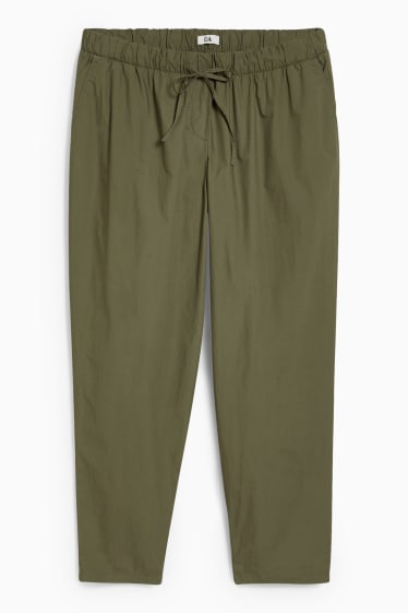 Mujer - Pantalón - mid waist - tapered fit - verde oscuro