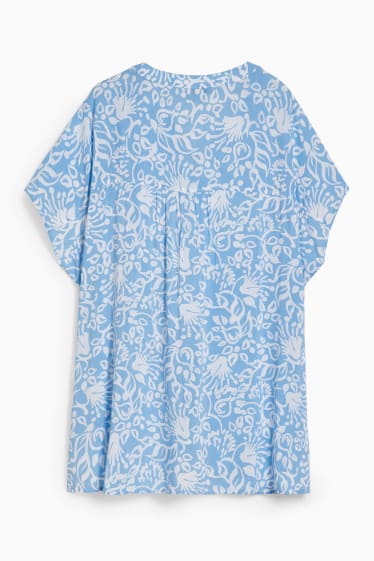 Femmes - Chemisier - à fleurs - bleu clair