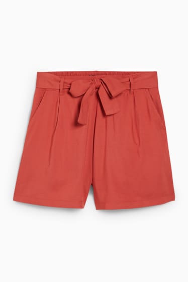 Adolescenți și tineri - CLOCKHOUSE - pantaloni scurți - talie înaltă - roșu