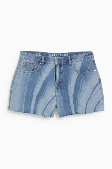 Ados & jeunes adultes - CLOCKHOUSE - short en jean - high-waist - jean bleu