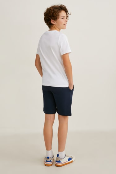 Kinder - Set - Kurzarmshirt, Top und Sweatshorts - 3 teilig - weiß