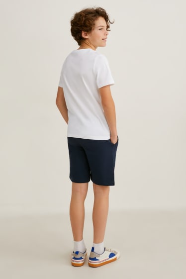 Kinder Jungen - Set - Kurzarmshirt, Top und Sweatshorts - 3 teilig - weiss