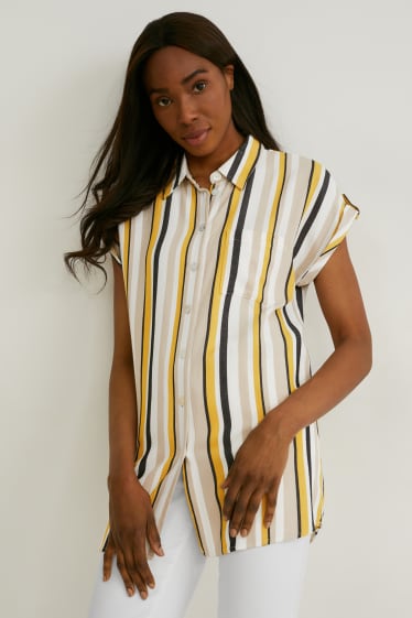 Women - Blouse - striped - yellow