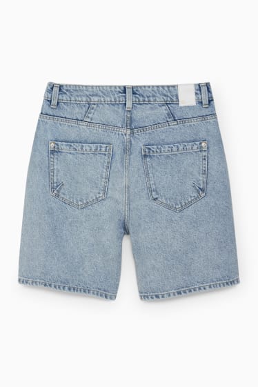 Damen - Jeans-Shorts - High Waist - helljeansblau