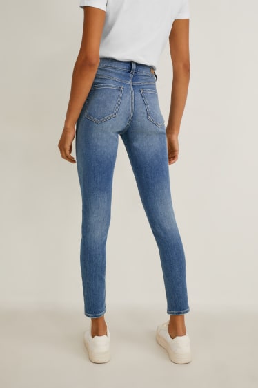 Dames - Skinny jeans - mid waist - jog denim - jeansblauw