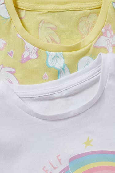 Kinderen: meisjes - Set van 2 - Looney Tunes - shortama - 4-delig - lichtgeel
