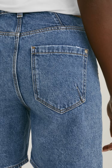 Dames - Korte spijkerbroek - high waist - jeansblauw