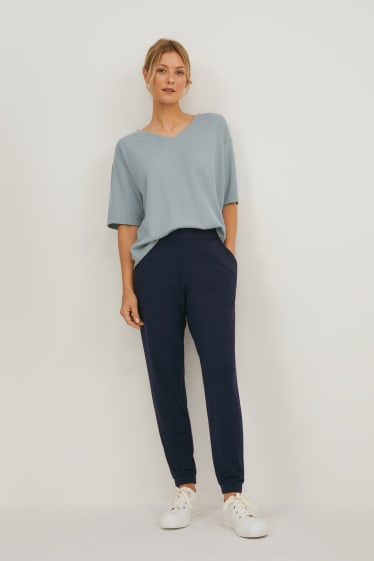 Women - Basic jersey trousers - regular fit - dark blue