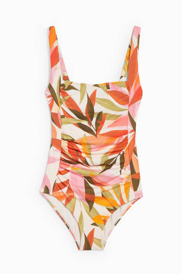 Women - Swimsuit with gathers - padded - LYCRA® - green