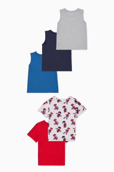 Children - Multipack of 5 - Spider-Man - 3 tops and 2 short sleeve T-shirts - dark blue