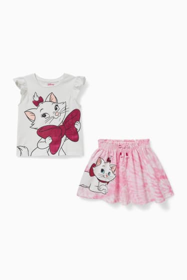 Children - Aristocats - set - short sleeve T-shirt and skirt - 2 piece - white
