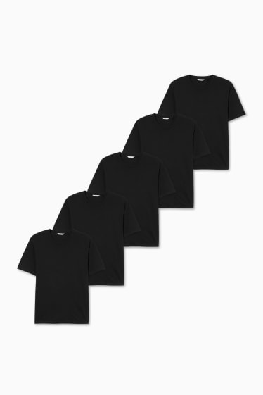 Heren - Set van 5 - T-shirt - zwart