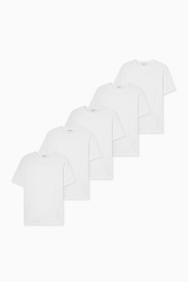 Hommes - Lot de 5 - T-shirt - blanc