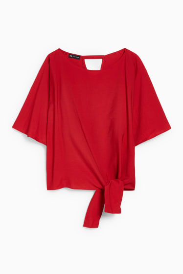 Damen - Bluse mit Knotendetail - rot