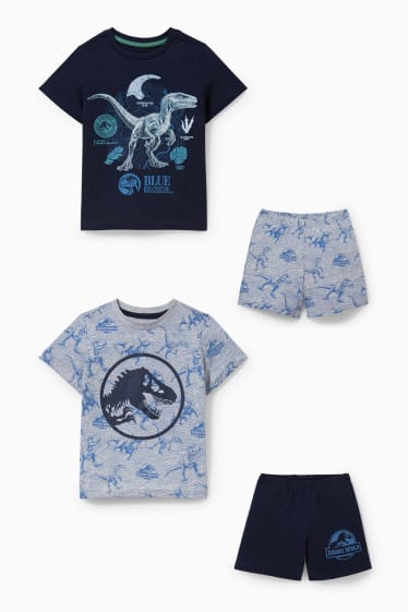 Bambini - Confezione da 2 - Jurassic World - pigiama con pantaloni corti - 4 pezzi - blu scuro