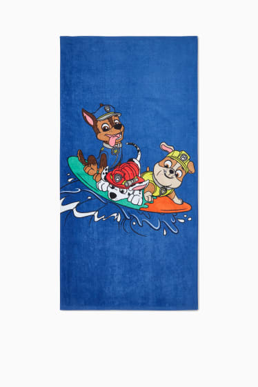 Copii - Patrula cățelușilor - prosop de plajă din tricot plușat - 134 x 67 cm - albastru închis